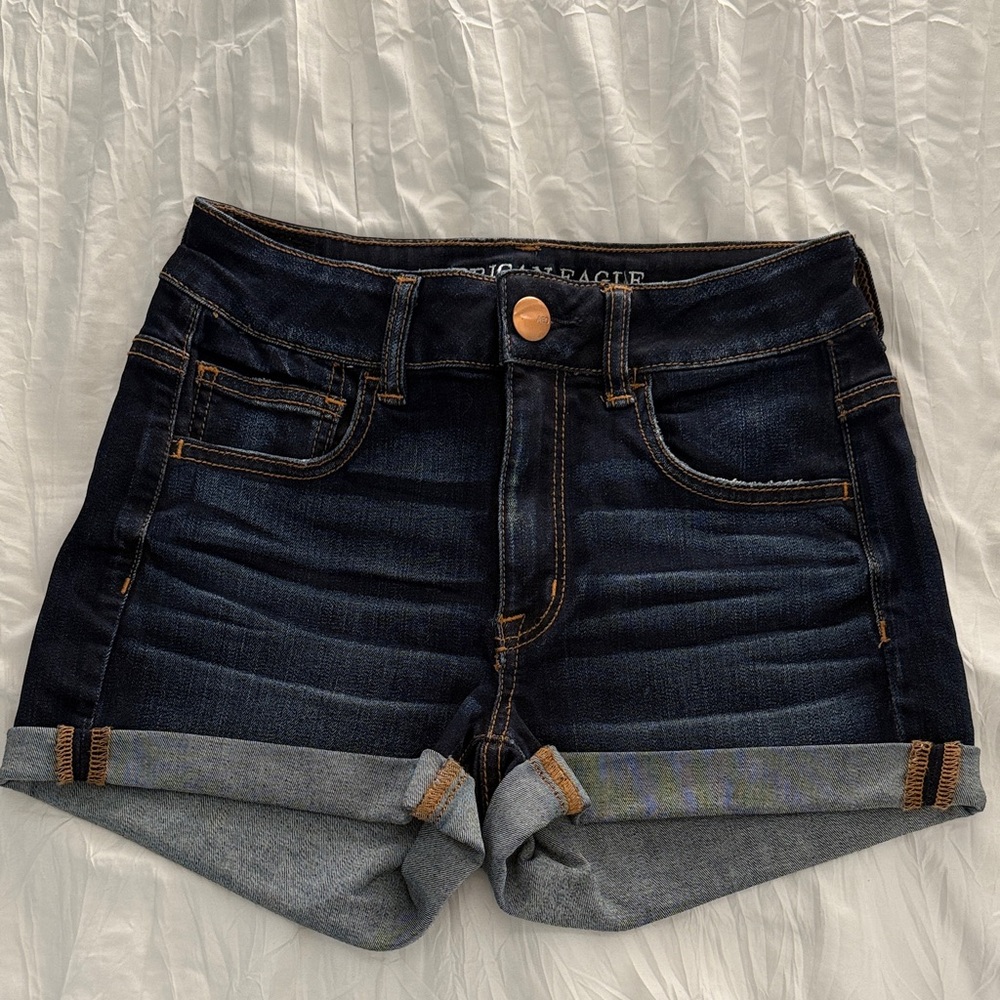 American Eagle Hi-Rise Dark Blue Denim Shorts